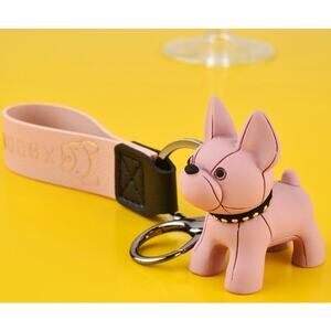 Frenchie/Boston Terrier Studded Keychain*Pink